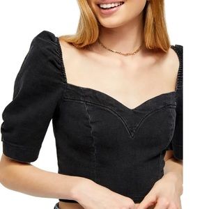 BDG Anya Denim Crop Bustier Top